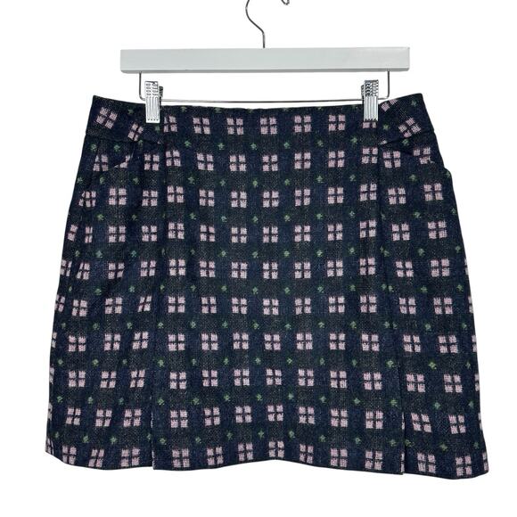 Boden Moon British Tweed Wool Skirt Size 10S Windowpane Check Plaid Mod Preppy - Picture 1 of 12